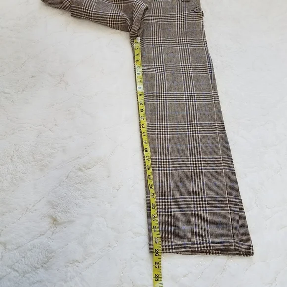 Veronica Beard Hunter Plaid Wide Leg Linen Blend Cropped Pants - Picture 5 of 14